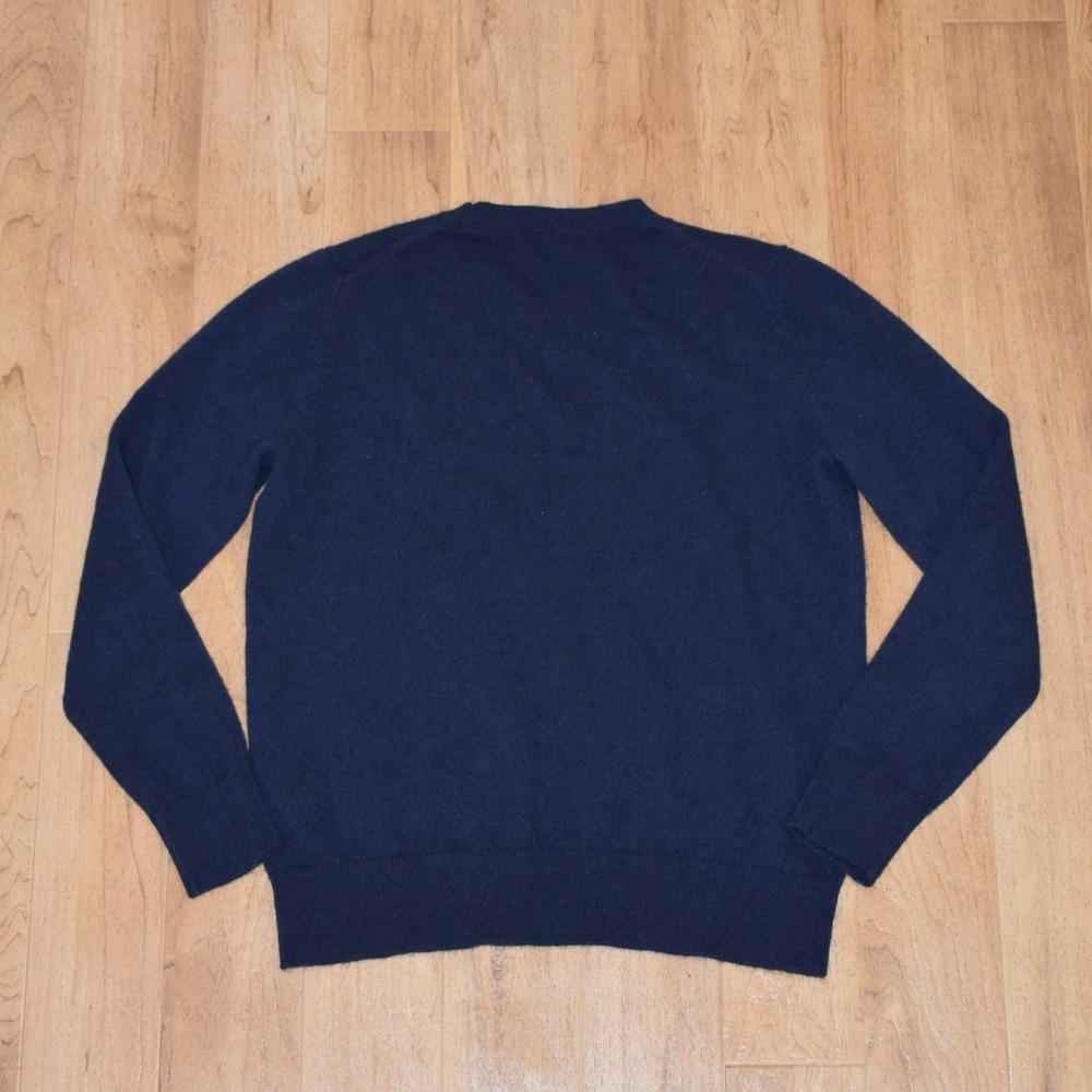 Quince Sweater Womens Large Navy Blue 100% Cashmere Crewneck Long Sleeve - Picture 2 of 4